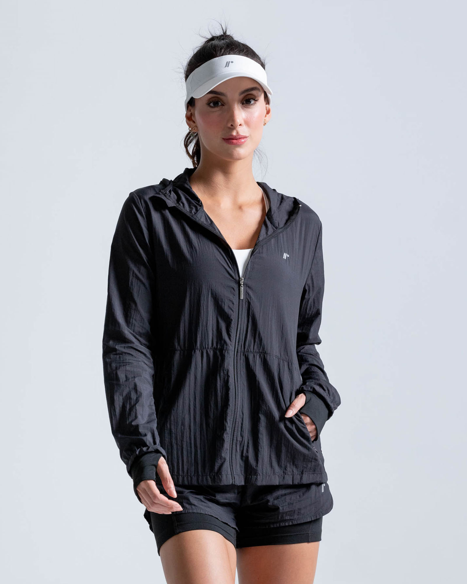 Chaqueta Rompeviento,  Color Negro  Para Mujer