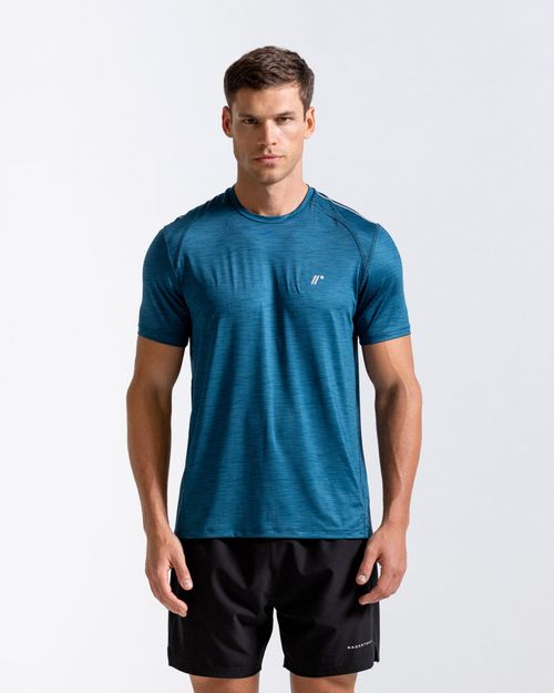 Camiseta Deportiva Manga Corta,  Color Petroleo Jaspe Para Hombre