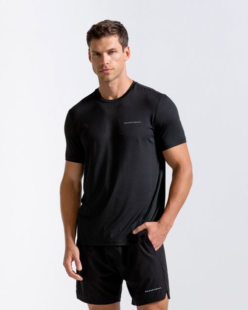 Camiseta Deportiva Cuello Redondo,  Color Negro  Para Hombre