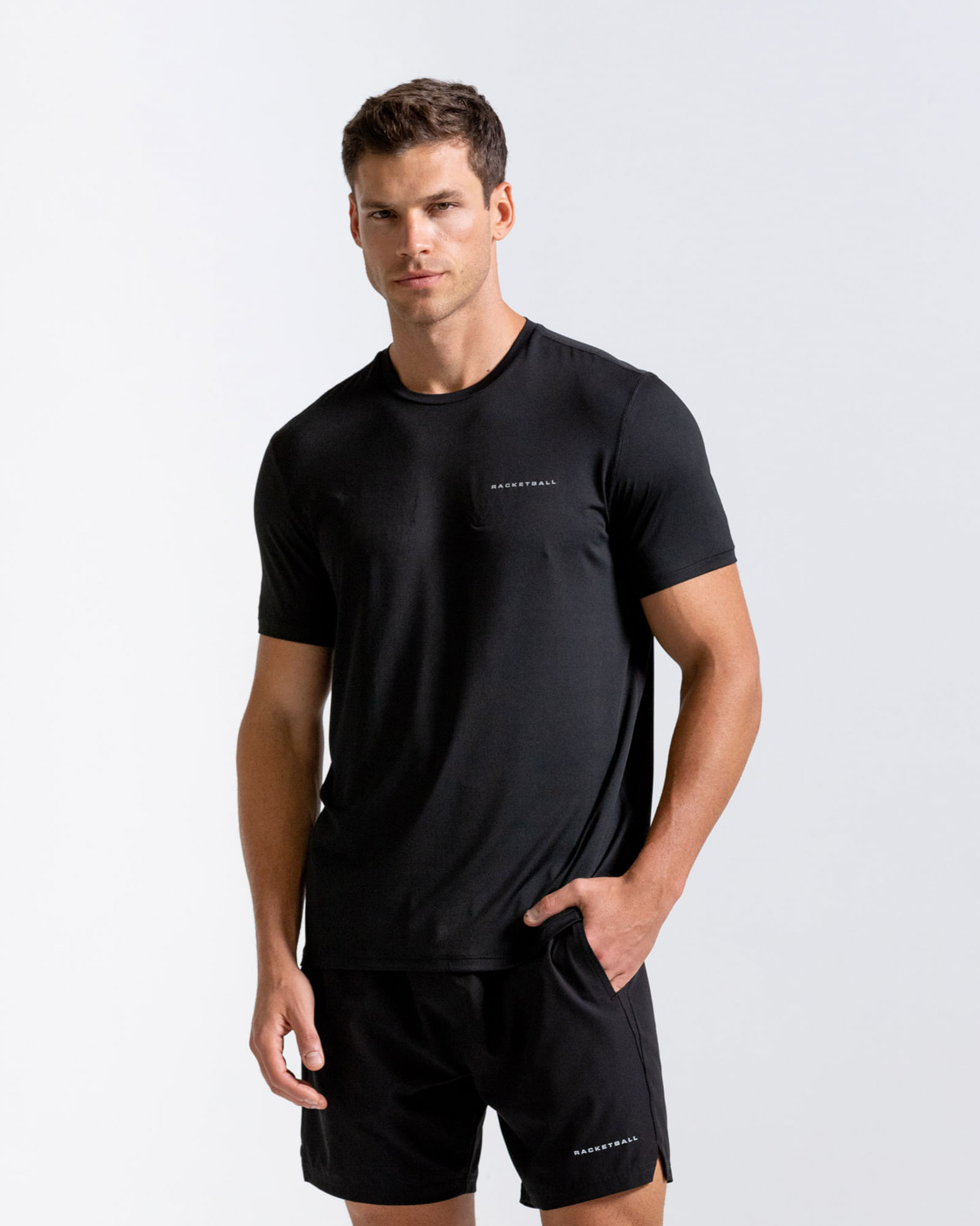 Camiseta Deportiva Cuello Redondo,  Color Negro  Para Hombre