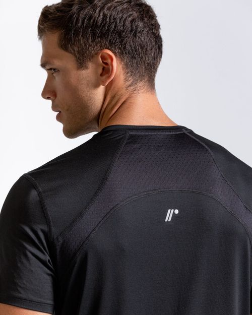 Camiseta Deportiva Cuello Redondo,  Color Negro  Para Hombre