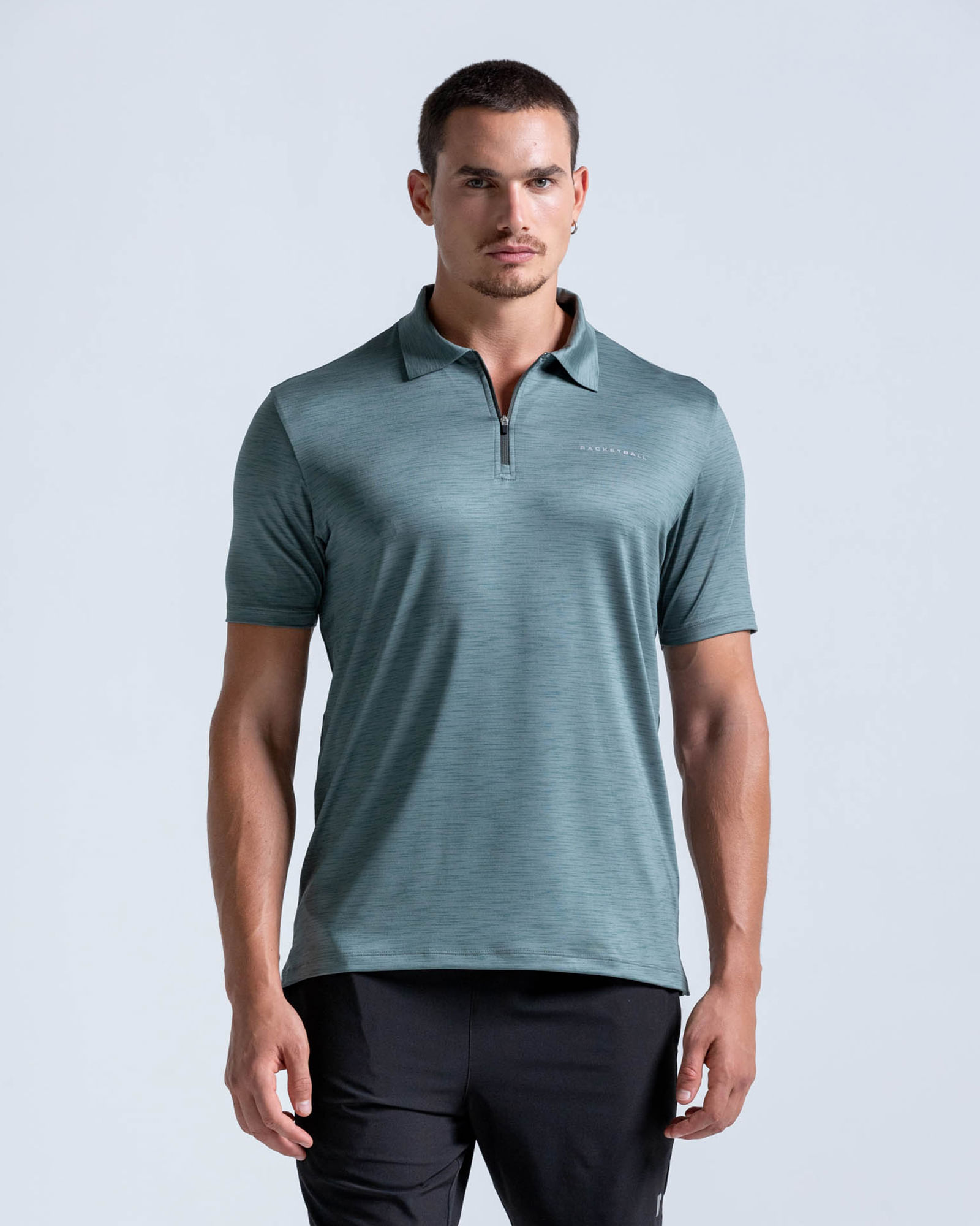 Polo Elite Deportiva Panel Transpirable,  Color Verde Jaspe  Para Hombre