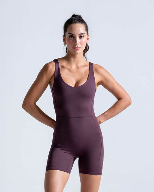 Enterizo Balance Deportivo 14 Cm,  Color Uva  Para Mujer