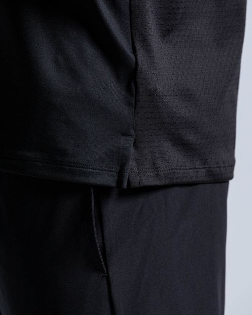 Polo Elite Deportiva Panel Transpirable,  Color Negro  Para Hombre