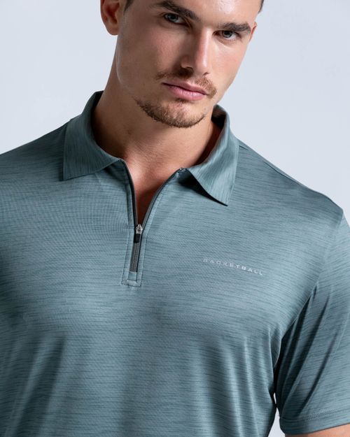 Polo Elite Deportiva Panel Transpirable,  Color Verde Jaspe  Para Hombre