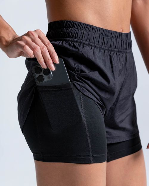 Short Running Brisa Ultra Liviano Biker,  Color Negro  Para Mujer