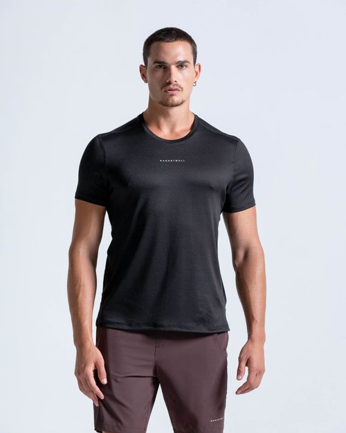 Camiseta Con Espalda En Malla,  Color Negro  Para Hombre