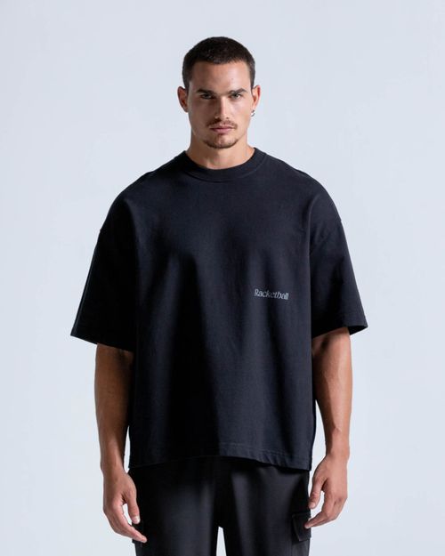 Camiseta Oversized Con Estampado,  Color Negro  Para Hombre