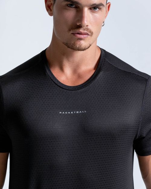 Camiseta Con Espalda En Malla,  Color Negro  Para Hombre