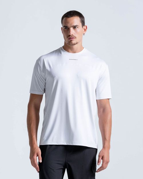 Camiseta Oversize Con Espalda Estampada,  Color Blanco Para Hombre