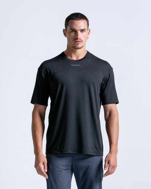 Camiseta Oversize Con Espalda Estampada,  Color Negro  Para Hombre