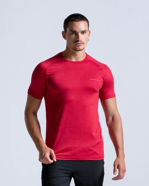 Camiseta Slim Evolución Manga Corta,  Color Rojo Para Hombre
