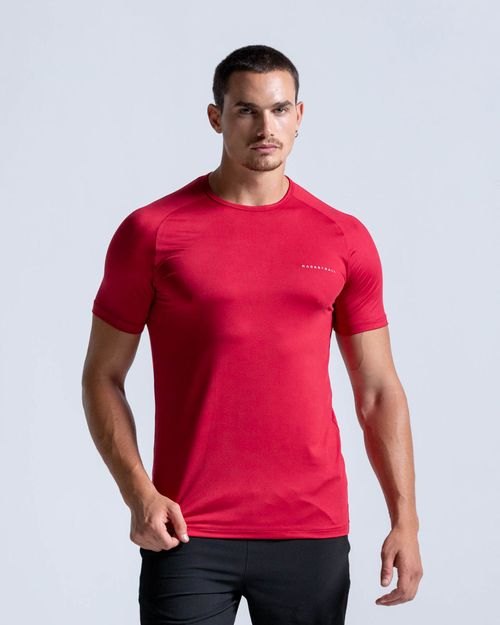Camiseta Slim Evolución Manga Corta,  Color Rojo Para Hombre