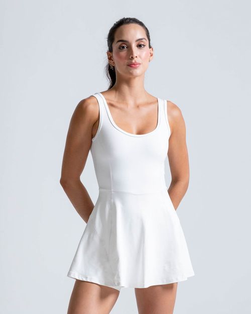 Vestido Armonía Con Biker Interno,  Color Blanco Para Mujer