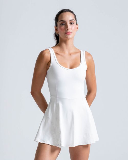 Vestido Armonía Con Biker Interno,  Color Blanco Para Mujer