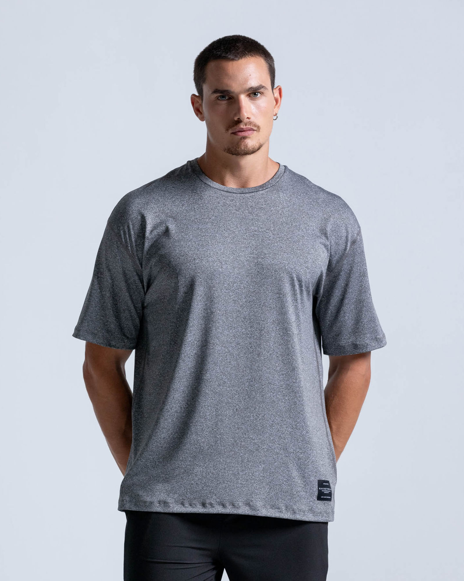 Camiseta Oversized Vibe Deportiva,  Color Jaspe  Para Hombre