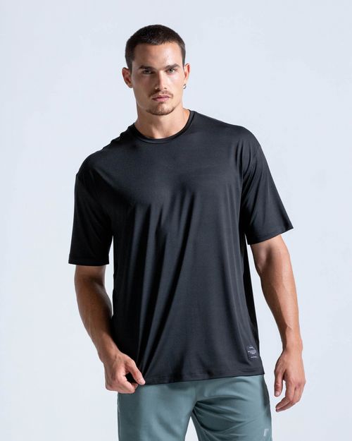 Camiseta Oversized Vibe Deportiva,  Color Negro  Para Hombre