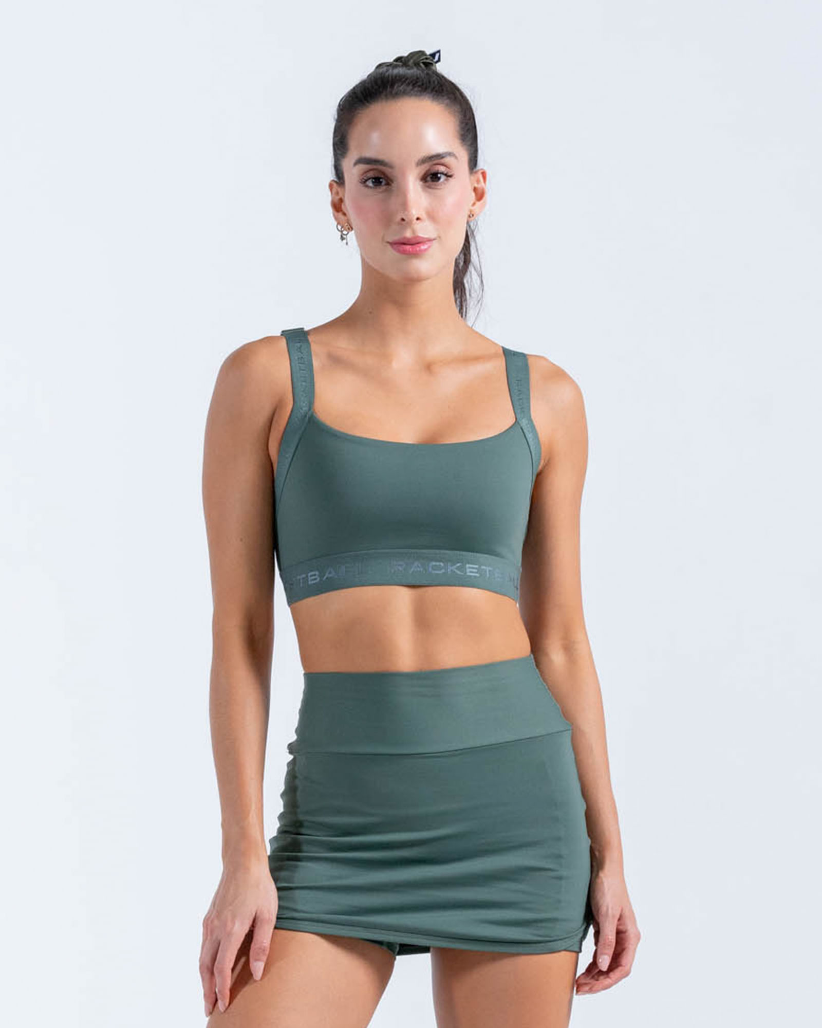 Top Armonía Soporte Medio Con Elástico,  Color Verde Laurel Para Mujer