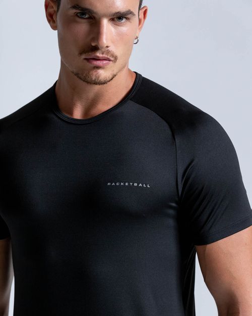 Camiseta Slim Evolución Manga Corta,  Color Negro  Para Hombre