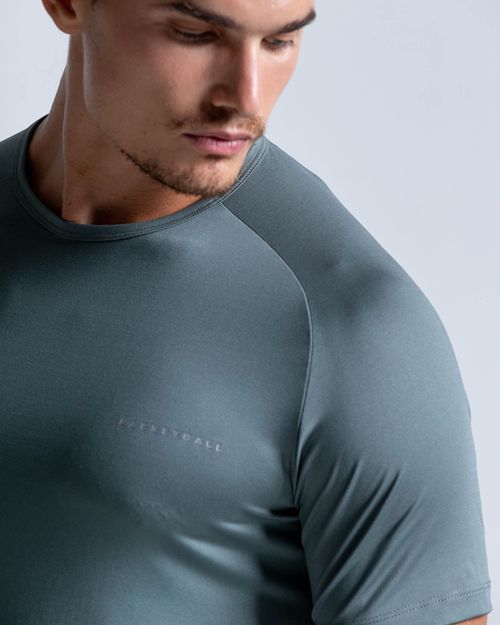 Camiseta Slim Evolución Manga Corta,  Color Verde  Para Hombre