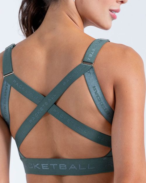 Top Armonía Soporte Medio Con Elástico,  Color Verde Laurel Para Mujer