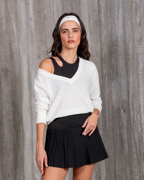Buzo Tejido Elentari,  Color Marfil Para Mujer