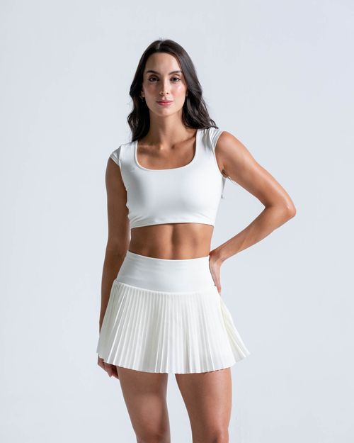 Crop Top Escote Amplio Manga Casquito,  Color Marfil Para Mujer