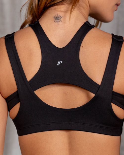 Top Con Bloques Cruzados,  Color Negro  Para Mujer