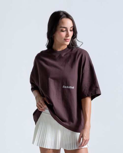Camiseta Oversized Con Estampado,  Color Cafe Oscuro  Para Hombre