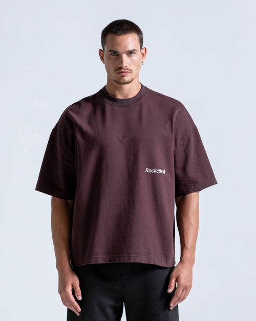 Camiseta Oversized Con Estampado,  Color Cafe Oscuro  Para Hombre