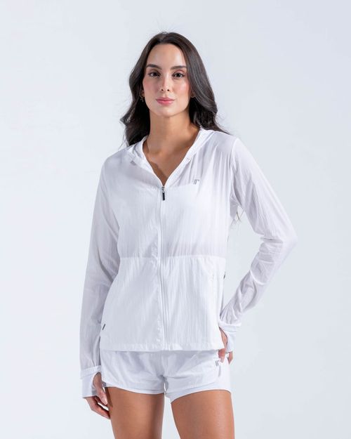 Chaqueta Brisa Rompeviento Ultra Liviana,  Color Blanco Para Mujer