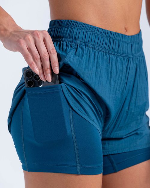 Short Running Brisa Ultra Liviano Biker,  Color Petroleo Para Mujer