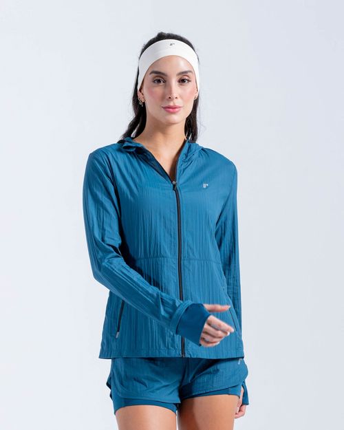 Chaqueta Brisa Rompeviento Ultra Liviana,  Color Petroleo Para Mujer