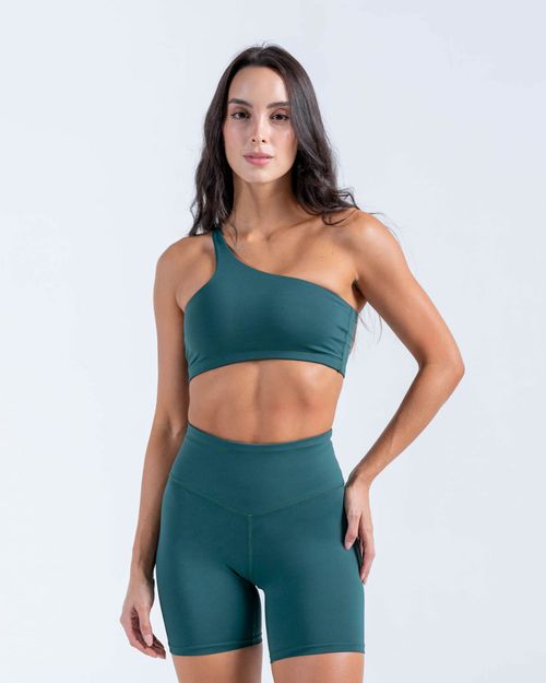 Top Asimetrico,  Color Verde Botella  Para Mujer