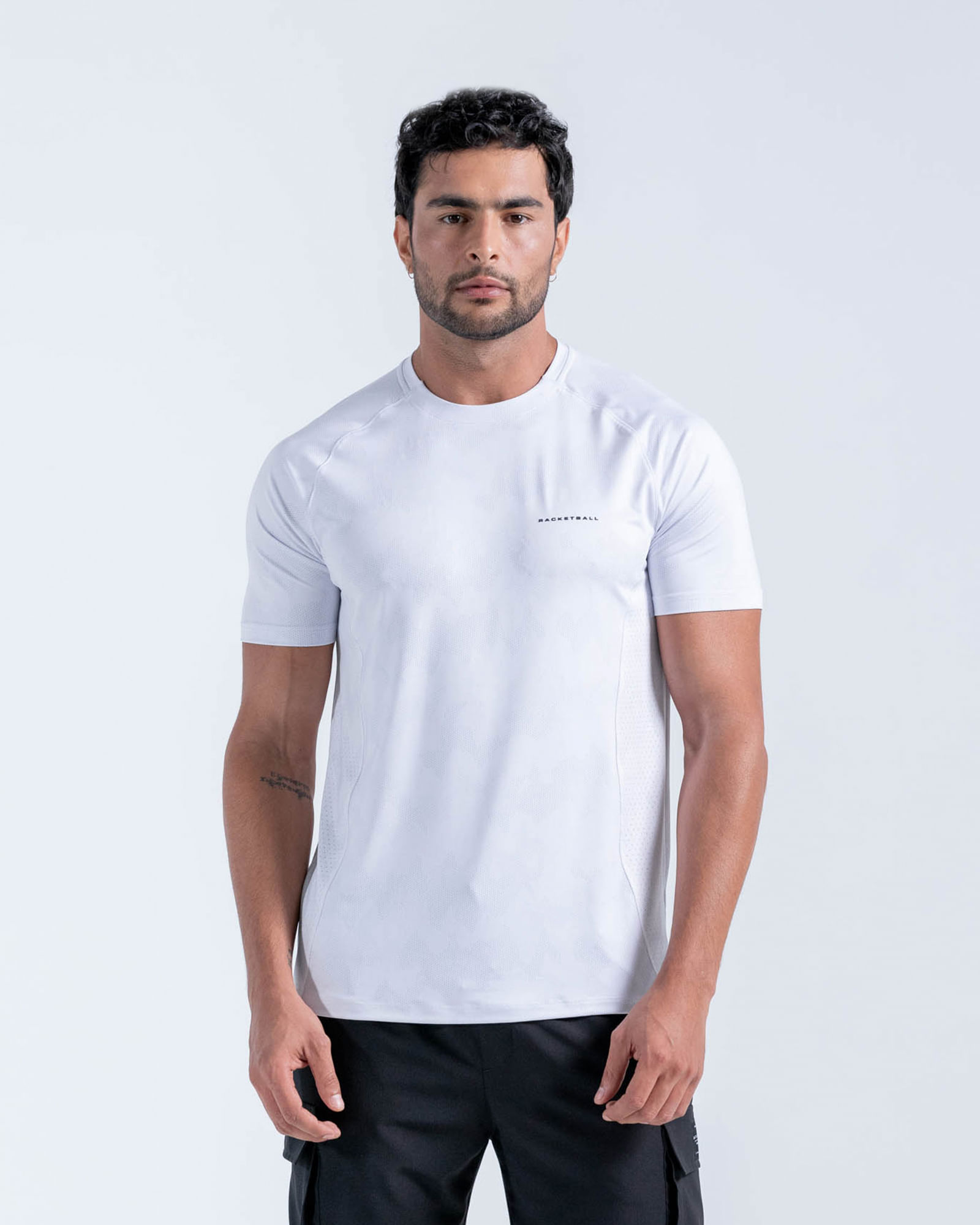 Camiseta Manga Corta Espalda En Malla,  Color Blanco Para Hombre