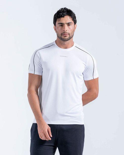 Camiseta En Malla Con Vivos En Contraste,  Color Blanco Para Hombre