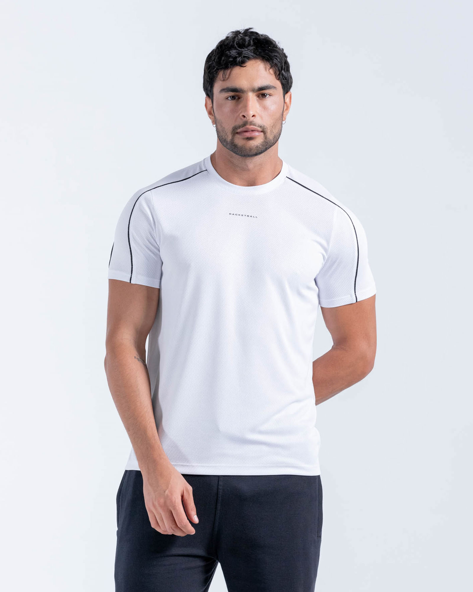 Camiseta En Malla Con Vivos En Contraste,  Color Blanco Para Hombre