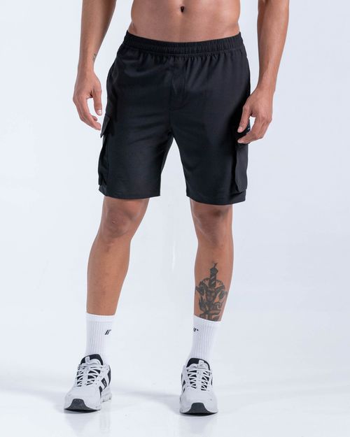 Pantaloneta Cargo,  Color Negro  Para Hombre