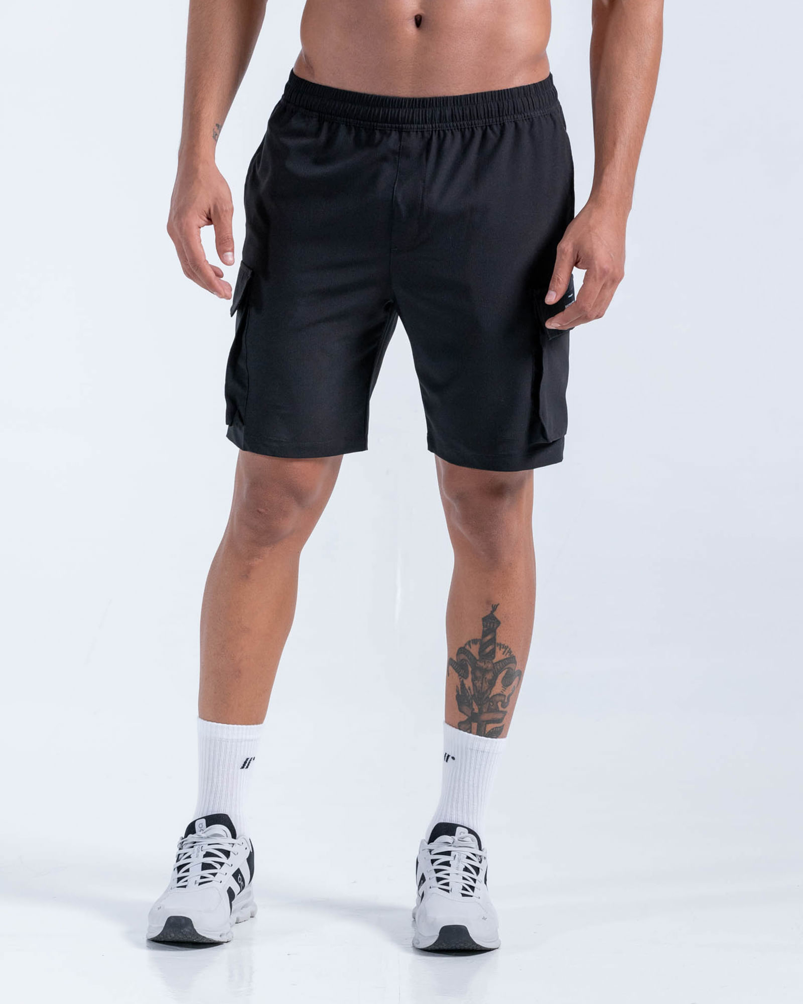 Pantaloneta Cargo,  Color Negro  Para Hombre