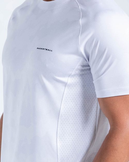 Camiseta Manga Corta Espalda En Malla,  Color Blanco Para Hombre