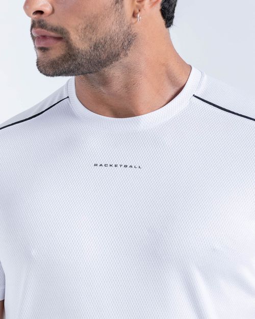 Camiseta En Malla Con Vivos En Contraste,  Color Blanco Para Hombre