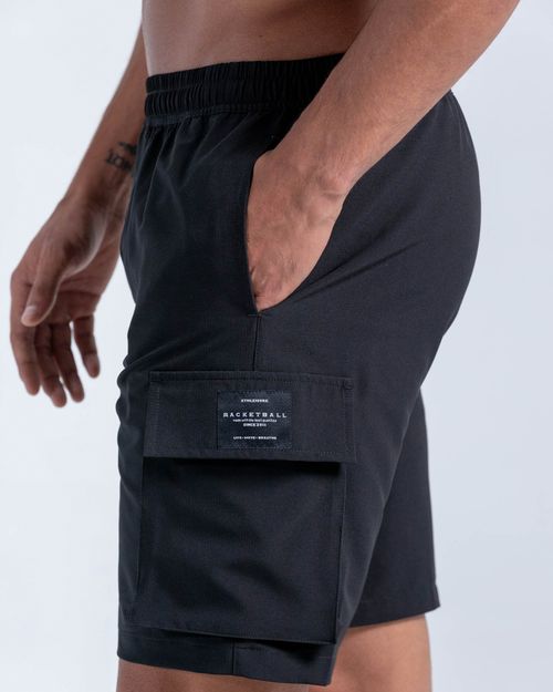 Pantaloneta Cargo,  Color Negro  Para Hombre