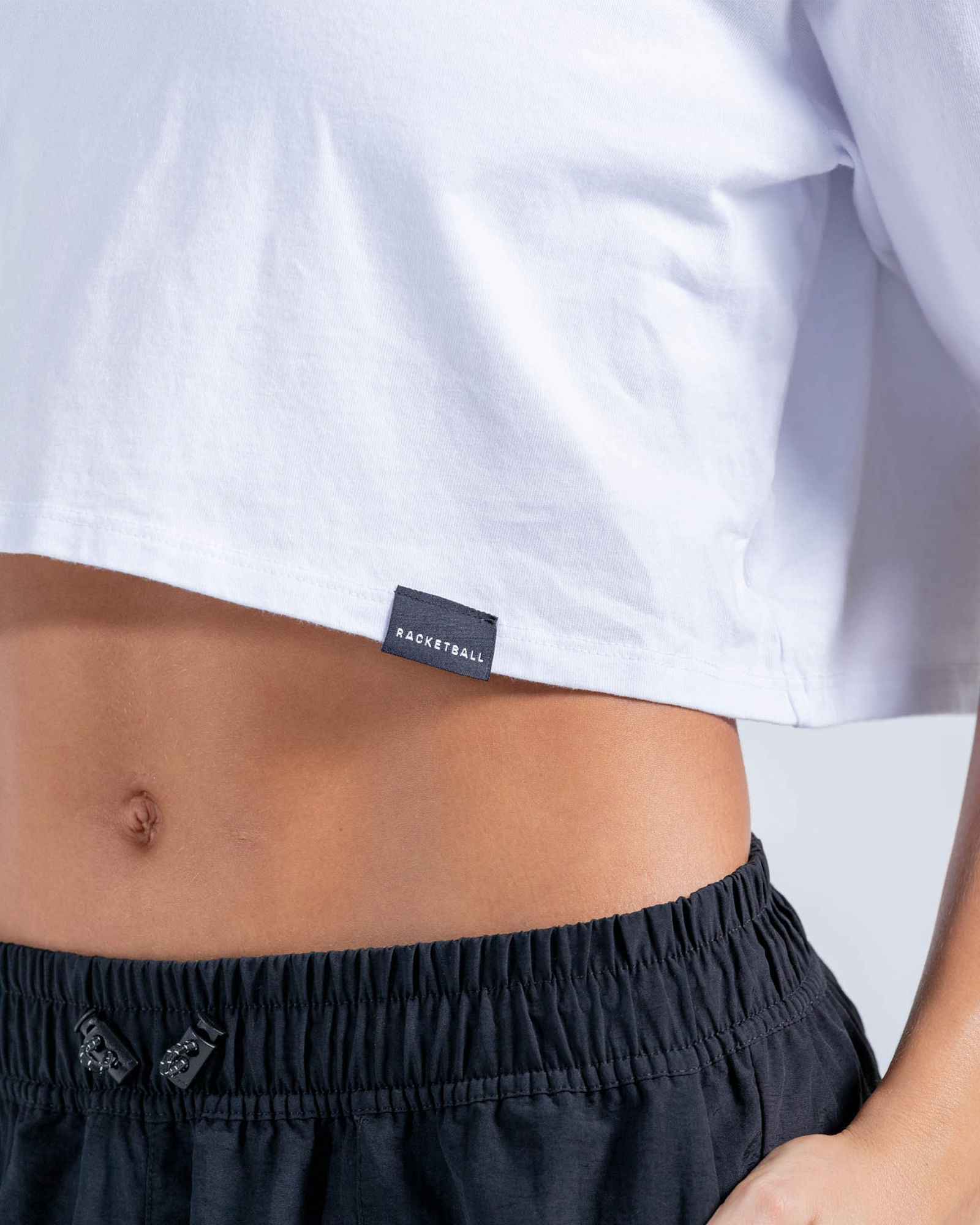 Camiseta blanca crop top oversize para mujer Racketball