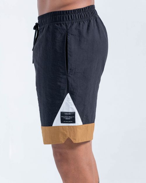 Pantaloneta De Bloques,  Color Negro/Cafe Para Hombre