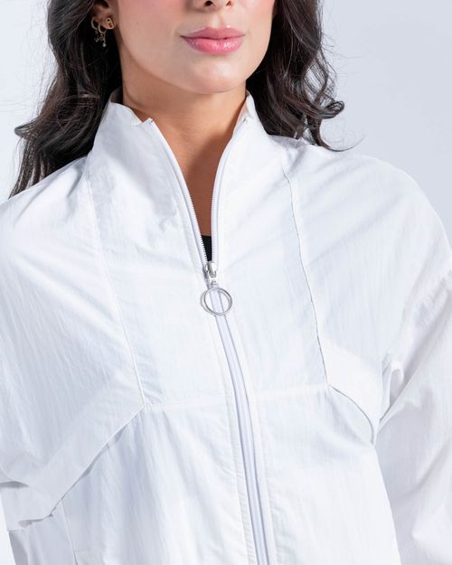 Chaqueta Con Bloques,  Color Blanco Para Mujer