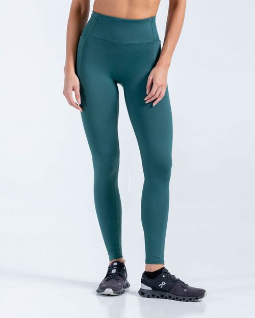 Leggings Con Bolsillos Laterales,  Color Verde Botella  Para Mujer
