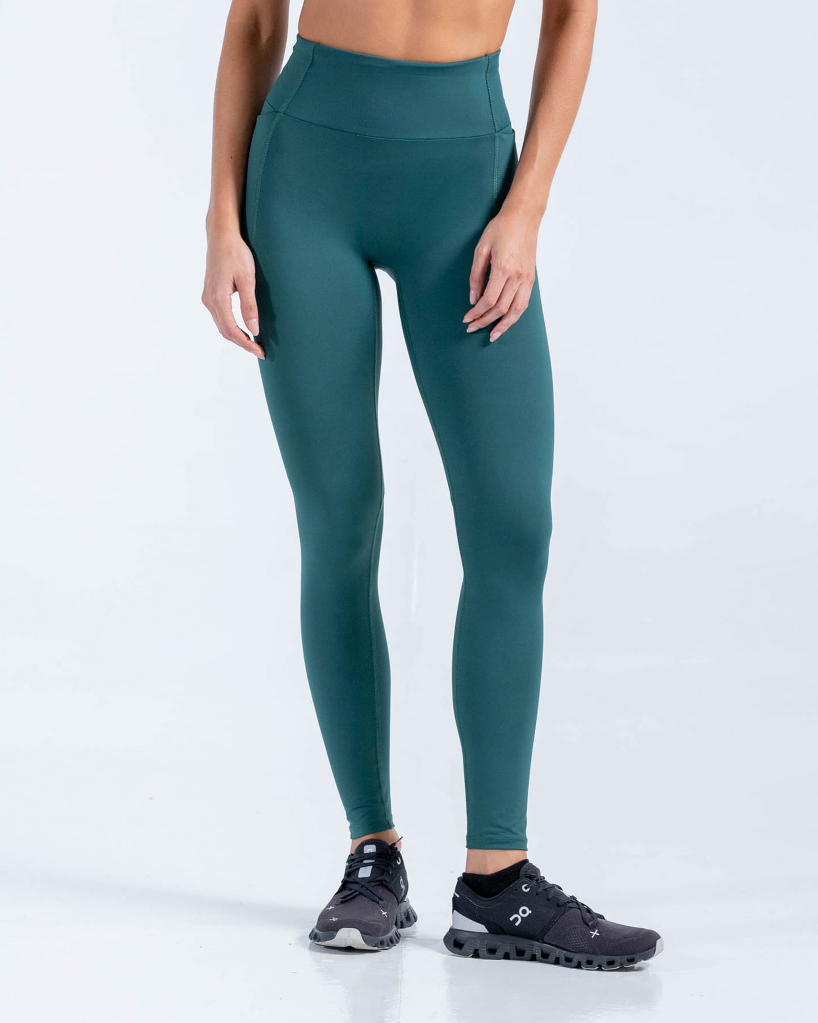 Leggings Con Bolsillos Laterales,  Color Verde Botella  Para Mujer