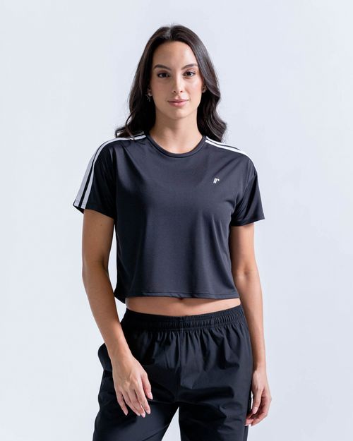 Camiseta En Malla Estampada En Espalda,  Color Negro  Para Mujer