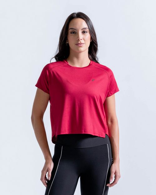 Camiseta Con Páneles En Malla,  Color Rojo Para Mujer