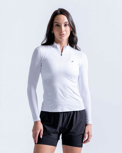 Camibuzo Ajustado Con Cremallera,  Color Blanco Para Mujer